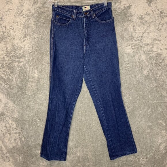 Vtg Calvin Klein Women 90s Ultra High Rise Wide Straight Leg Dark Denim Jean 13 - Picture 1 of 12